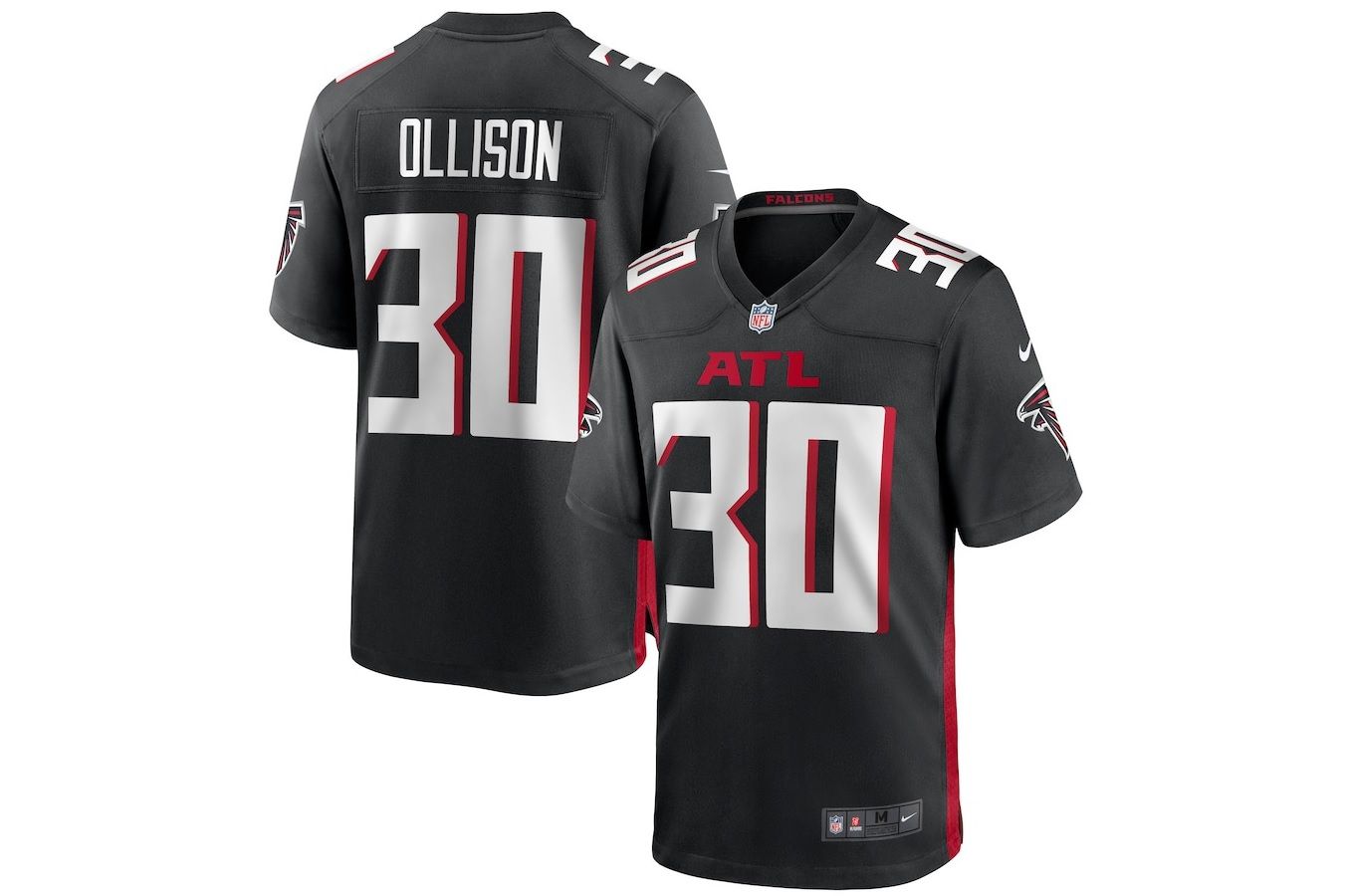 Men Atlanta Falcons #30 Qadree Ollison Nike Black Game NFL Jersey